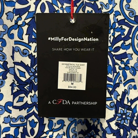 New Milly for Design Nation floral skirt blue white unlined side zipper medium - Picture 9 of 9